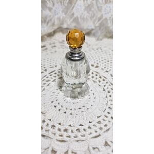 Crystal Perfume Bottle with Amber Faceted Stopper